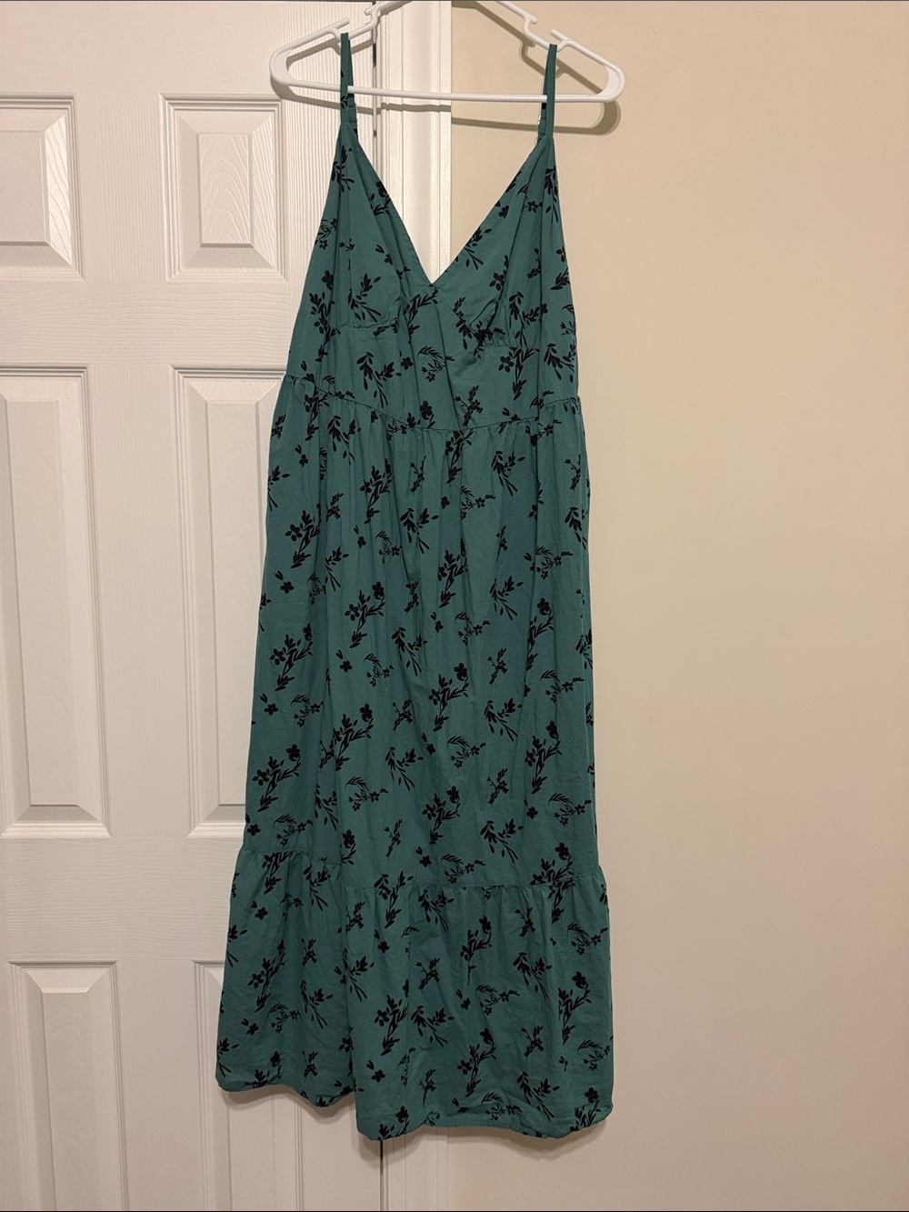 Sleeveless Green Floral V-Neck Dress